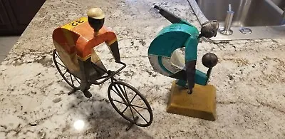 $245 • Buy MANUEL FELGUEREZ Vintage Metal Sculpture Mexican Artist Original Soccer And Bike