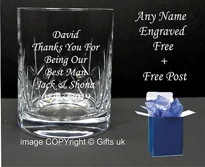 Personalised Lead Crystal Whisky Glass 40th 50th 60th Birthday Gifts Blue Box • £12.95