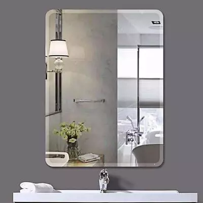 Wall Mounted/ Self-adhesive Bathroom Frameless Bevelled Vanity Mirror Square • £16.94