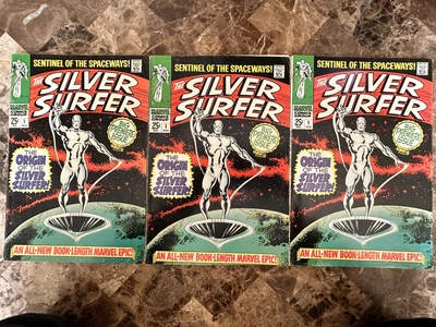 $2061.02 • Buy Silver Surfer #1 Marvel 1968 Origin & 1st Solo Silver Surfer X 3