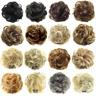 £4.59 • Buy LARGE THICK Curly Chignon Messy Curly Bun Updo Hair Scrunchies Piece Extensions