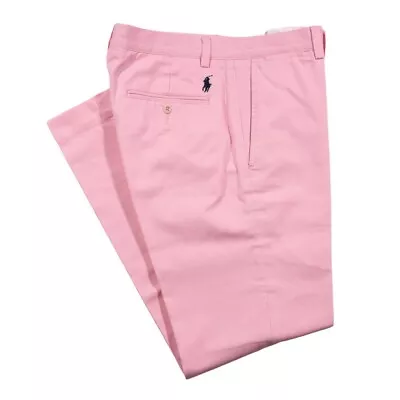 Ralph Lauren Mens Pants Chino Pink Cotton Straight Flat Front Trousers 30x30 • $29.99