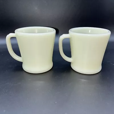 Set Of 2 Vintage Fire King Oven Ware Ivory D Handle Coffee Mug Cup USA  READ • $16