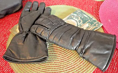 Heavy Leather GAUNTLET- GLOVES-Motorcycle Biker Thermal THINSULATE Lined Riding • $34