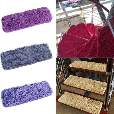 $7.81 • Buy Fluffy Stair Treads Carpet Rug Non-slip Stair Mat Matt Step Indoor Washable New