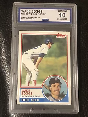 1983 Topps #498 Wade Boggs Boston Red Sox RC Rookie HOF CCG 10 GEM MINT • $66