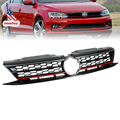 For 2015 2016 2017 VW Volkswagen Jetta Black Front Honeycomb Grille W/Red Trim • $46.58