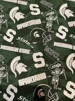 Michigan State University Spartans College Cotton Fabric   ( 1/4 Yard )  9  X 42 • $3.99