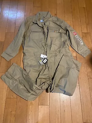 Men's Carhartt FR Khaki Coveralls Suit NWT Size 60 Regular Mechanic Work Wear • $82.99