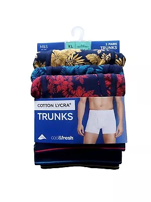 M&S Men's Cool And Fresh Flexifit Pack Of 3 Printed Trunks Size XL BNWT  • £20