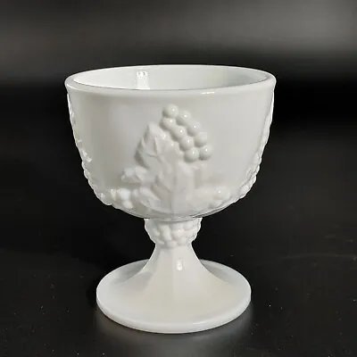 Vintage White Milk Glass Harvest Grape Footed Goblet Sherbet Milk Cup Creamer • $5.10