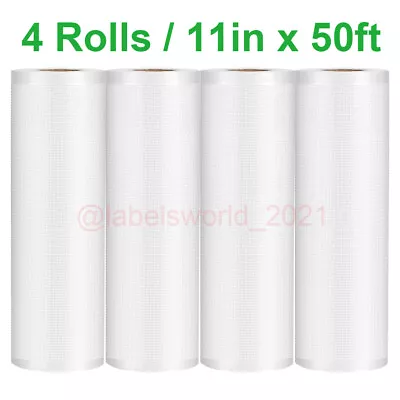 4 Rolls 11 X50' Vacuum Sealer Bags Food Saver Sealing Machine Storage Bag 4 Mil • $38.91