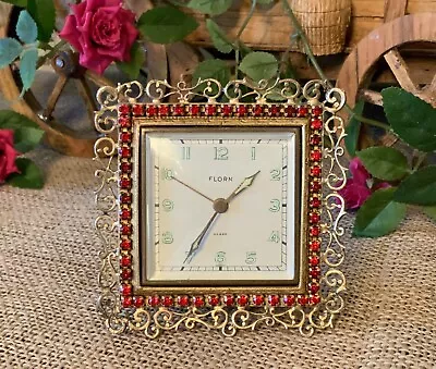 Vintage Rhinestone Alarm Clock - Florn  - Germany - “Works” • $44