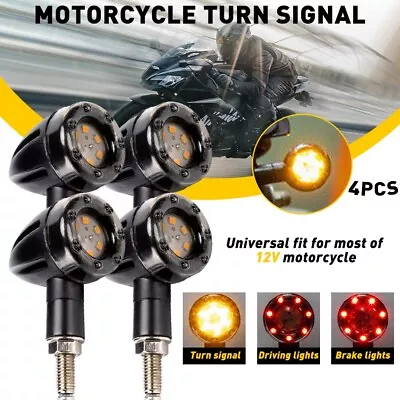 4x Mini Led Motorcycle Turn Signals Indicator Amber Red Blinker Light Lamp Drl • $13.99