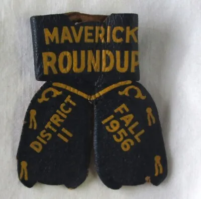 BSA Boy Scout Neckerchief Slide Maverick Roundup 1956 Leather • £6.75