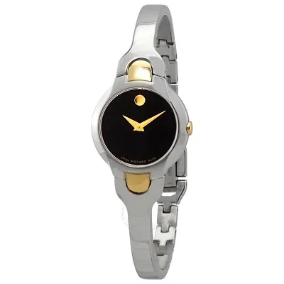 Movado Kara Sapphire 24mm Black Dial Silver Tone Women's Watch 0606948 SD • $254.95