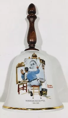 Danbury Mint Norman Rockwell Triple Self Portrait 7  Porcelain Bell 1979 Cloche • $22.40