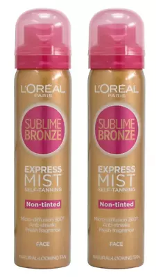 L'Oreal Sublime Bronze Express Pro Self Tan Dry Mist For Face Free P&P 75ml X 2 • £12.50