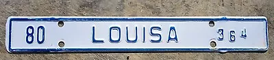 1980 Louisa Virginia License Plate Town Tax Tag City Topper # 364 • $39.99
