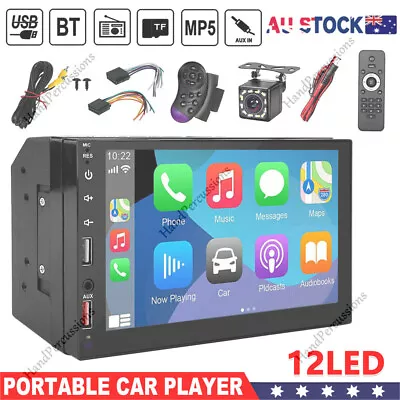 7  Double 2 DIN Bluetooth Head Unit Car Stereo CarPlay Touch Radio With Camera • $66.79