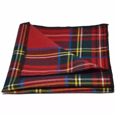 Traditional Red Tartan Check Pocket Square Handkerchief Stewart Tartan • £6.49