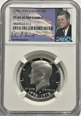 1776 - 1976 S Ngc Pf69 Ultra Cameo Proof Silver Kennedy Half Jfk Coin Signature • $59.95