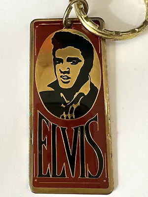 Genuine Elvis Presley Enterprises Gold-tone Maroon And Black Enamel Keychain • $8.99