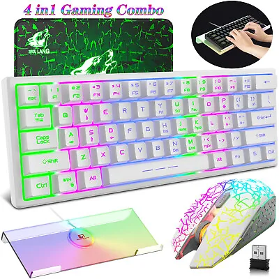 $22.95 • Buy Wireless Rechargeable Gaming Keyboard Mouse And Pad Combo LED Backlit RGB Holder