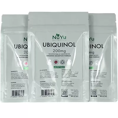 Ubiquinol 200mg Maximum Strength Softgels (Bioavailable Q10) - Vegan • £348.99