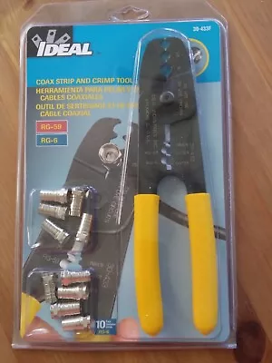 Ideal 30-433F Coax Stripper/Crimper For RG 59 & RG 6 With 10 Ends • $3.99