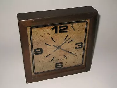 Vintage Avante Square Wall Clock 1980s Brown Cork Pattern Tested & Working • $29.99