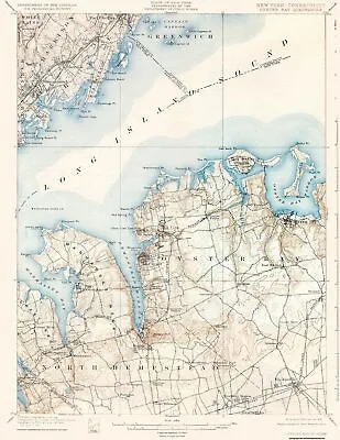 Topo Map - Oyster Bay New York Conneticut Quad - USGS 1900 - 23 X 29.83 • £35.66