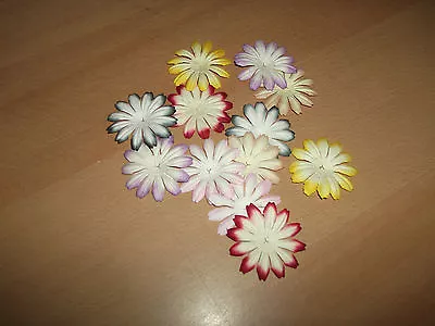 20 Colour Tipped Mulberry Paper Gerbera Daisy Flower Heads 40mm Various Colours • £1.20