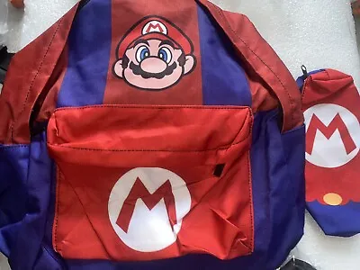 Super Mario Backpack Pencil Case Kids Boys Girls School Shoulder Bags Lunch Bags • £16