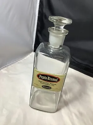 Pepto-Bismol Label Under Glass Medicine Display Bottle APOTHECARY DRUG STORE • $85