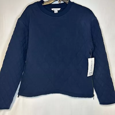 Athleta M Navy Retroplush Quilted Crewneck Sweatshirt Top Medium New With Tags • $29.95