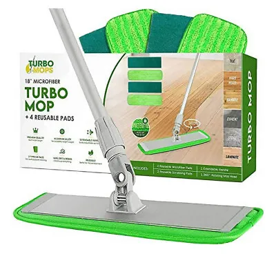 Turbo Mop Microfiber Mop For Floor Cleaning- Tile & Wood Floor 4 Reusable Pads • $17.59