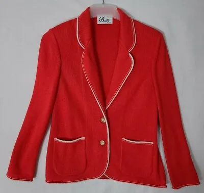 Vtg 60s Butte Women’s Red Knit 2 Button Blazer Jacket Cardigan (ZR) • $31.49