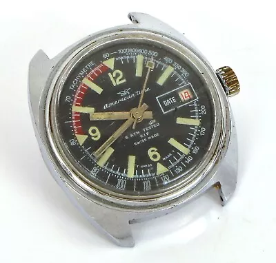 Vintage American Time 5 Atm Diver Wristwatch Date For Parts Or Repair Diving • $75