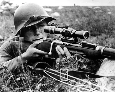 Russian Sniper With Mosin-Nagant Rifle 8x10 WWII Photo 396a • $8.95