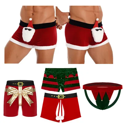 US Men's Christmas Santa Claus Boxer Shorts Sexy Xmas Party Cosplay Underwear • $5.39