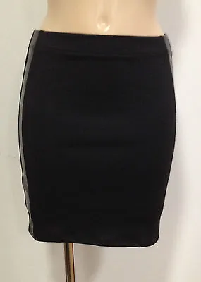 New Black Faux Leather Bodycon Fitted Mini Skirt Sz 8-14 • £5