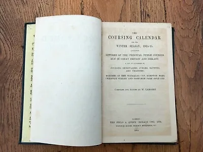 The Coursing Calender Book . Winter 1914 - 15 . Scarce Copy  • £24.99