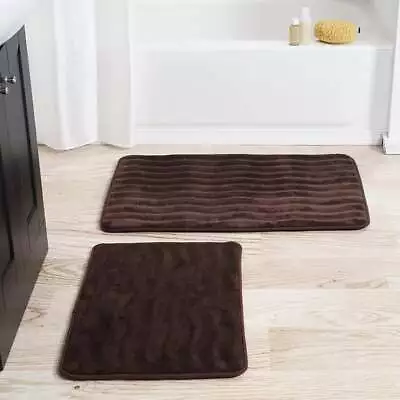 Lavish Home 2 Piece Memory Foam Bath Mat Set - Chocolate • $26.46