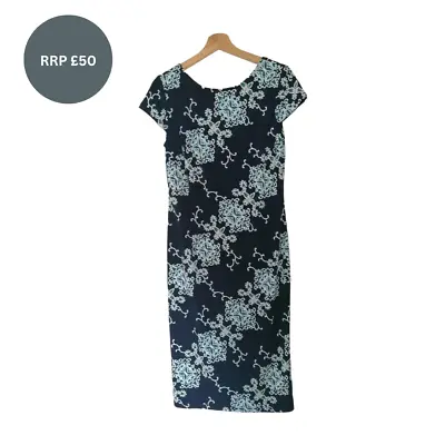 Ronni Nicole QVC Cap Sleeve Puff Print Dress Navy QVC Sizes 10  And  12  RRP £50 • £11