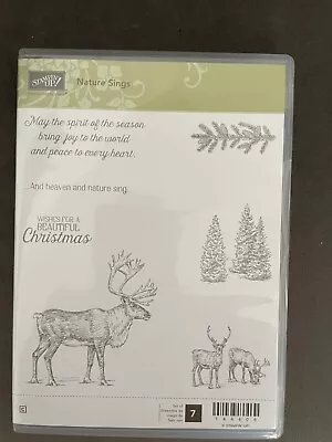 Stampin Up NATURE SINGS Rubber Cling Stamp Set Elk Reindeer Heaven And Nature • $20