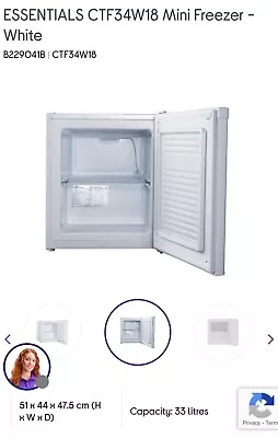 ESSENTIALS CTF34W18 Mini Freezer White London 90w 35L Used One Week Small Camper • £59.99