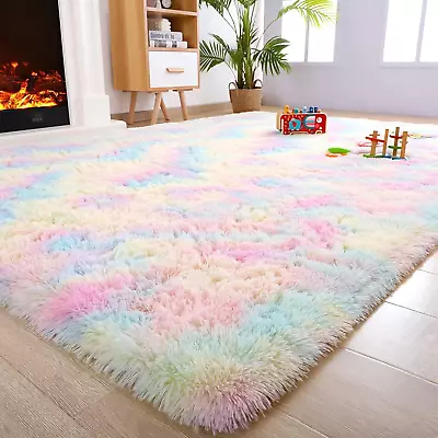 Anti Slip Fluffy Rug Large Shaggy Rugs Lounge Living Room Carpet Bedroom Mat • £9.99