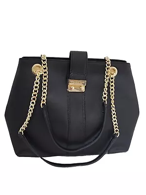 Marc New York Andrew Marc Black Leather Chain Handle Bag Strap Boho Large • $27.99