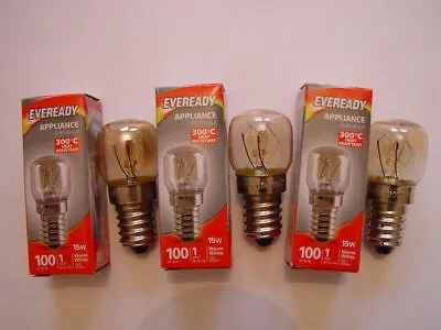 3 X 15 Watt Bulb Pygmy Oven EVEREADY Genuine E14 Salt Lamp SES Screw Cap    • £3.49